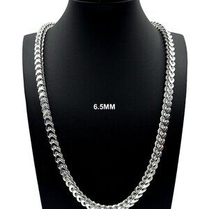 Real 925 SOLID Sterling Silver 6.5mm Franco Link Chain Necklace 20" inch